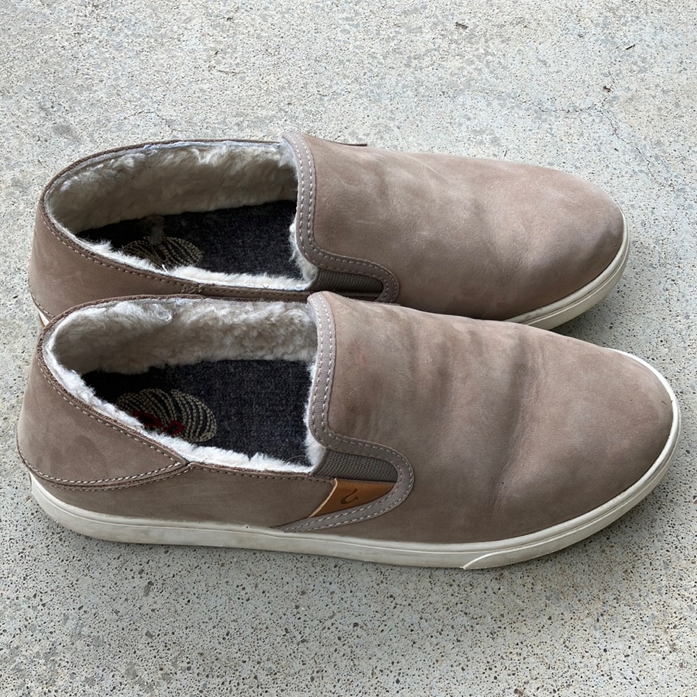 OluKai Pehuea Heu Suede Shearling Lined Slip-on Sneakers, 10